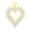 14K Yellow Gold Plated .925 Sterling Silver 3.00 Cttw Round Cut Diamond Cluster Heart 18