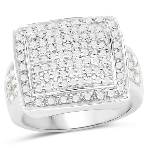 0.61 Carat Genuine White Diamond .925 Sterling Silver Ring - Rings - Custom Crafting Alliance, LLC