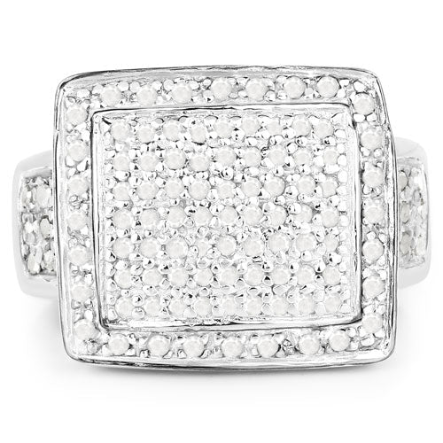 0.61 Carat Genuine White Diamond .925 Sterling Silver Ring - Rings - Custom Crafting Alliance, LLC