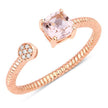 0.62 Carat Genuine Morganite and White Diamond 14K Rose Gold Ring - Rings - Custom Crafting Alliance, LLC