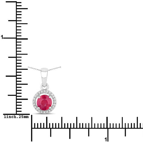 0.62 Carat Genuine Ruby and White Diamond 14K White Gold Pendant - Pendants - Custom Crafting Alliance, LLC