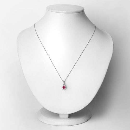 0.62 Carat Genuine Ruby and White Diamond 14K White Gold Pendant - Pendants - Custom Crafting Alliance, LLC