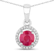 0.62 Carat Genuine Ruby and White Diamond 14K White Gold Pendant - Pendants - Custom Crafting Alliance, LLC