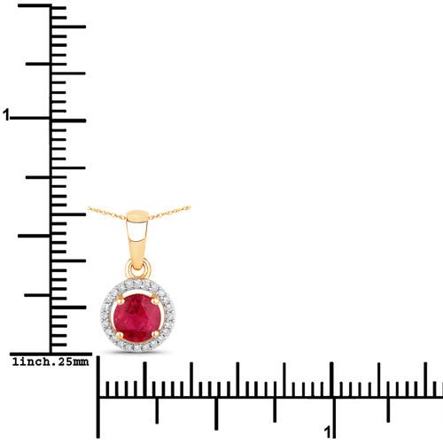 0.62 Carat Genuine Ruby and White Diamond 14K Yellow Gold Pendant - Pendants - Custom Crafting Alliance, LLC