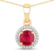 0.62 Carat Genuine Ruby and White Diamond 14K Yellow Gold Pendant - Pendants - Custom Crafting Alliance, LLC