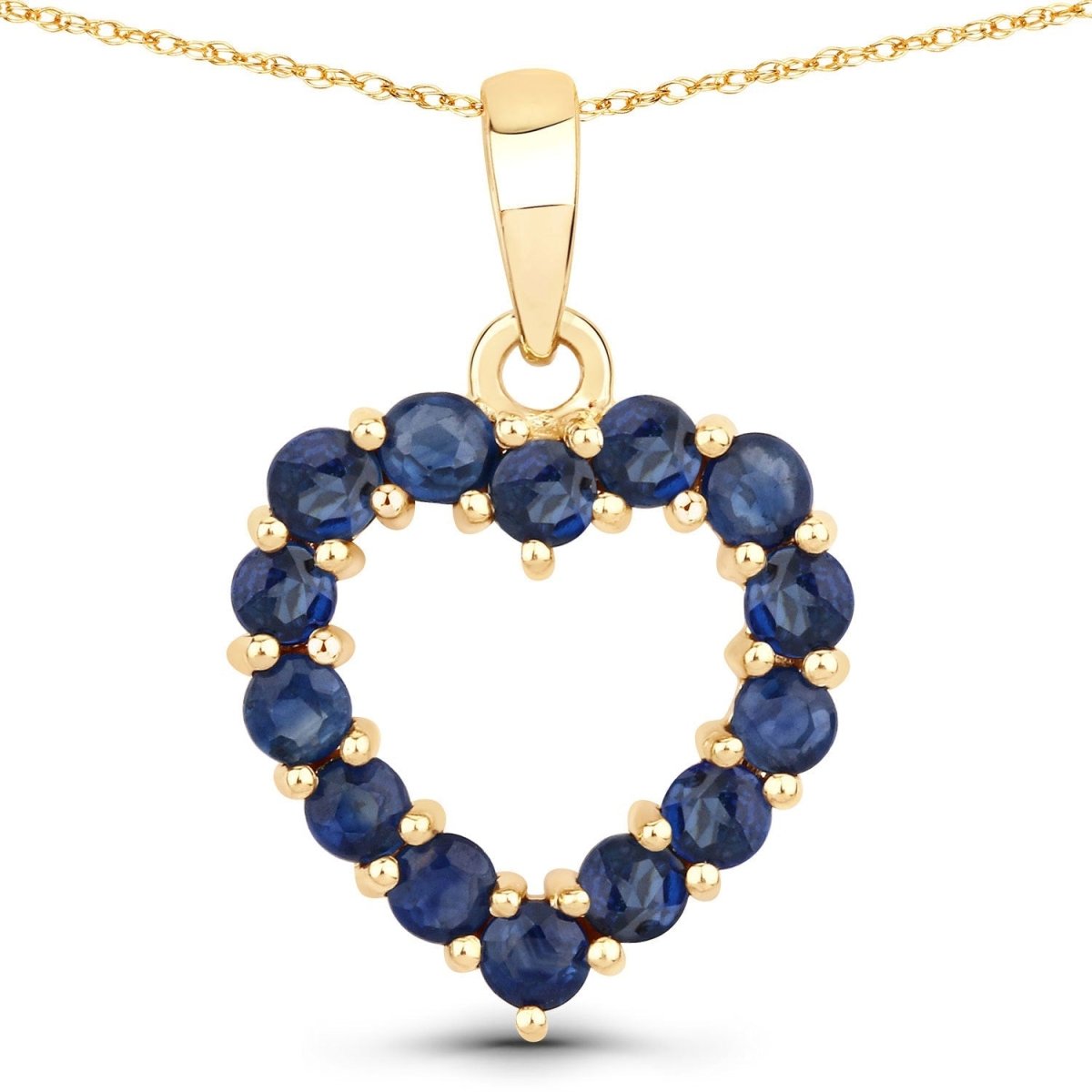 0.64 Carat Genuine Blue Sapphire 10K Yellow Gold Pendant - Pendants - Custom Crafting Alliance, LLC
