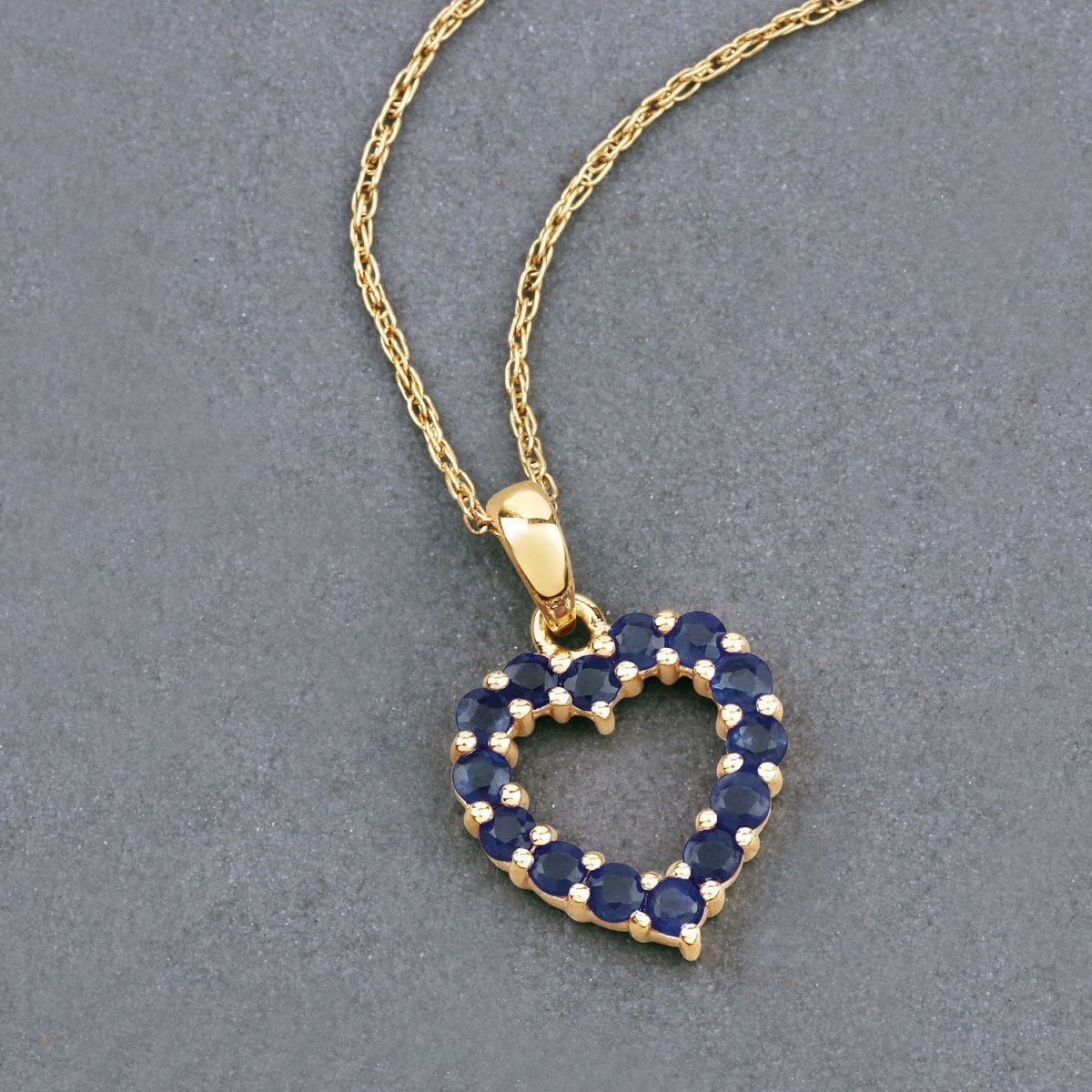 0.64 Carat Genuine Blue Sapphire 10K Yellow Gold Pendant - Pendants - Custom Crafting Alliance, LLC