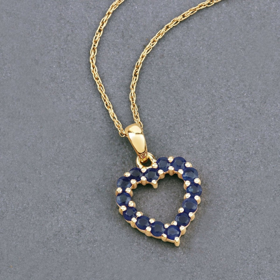0.64 Carat Genuine Blue Sapphire 10K Yellow Gold Pendant - Pendants - Custom Crafting Alliance, LLC