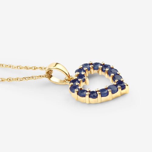 0.64 Carat Genuine Blue Sapphire 10K Yellow Gold Pendant - Pendants - Custom Crafting Alliance, LLC