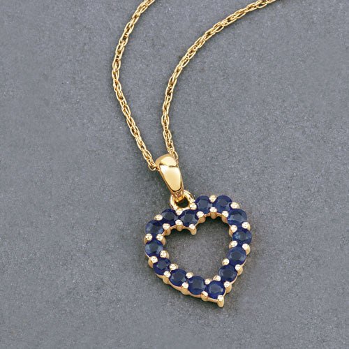 0.64 Carat Genuine Blue Sapphire 10K Yellow Gold Pendant - Pendants - Custom Crafting Alliance, LLC