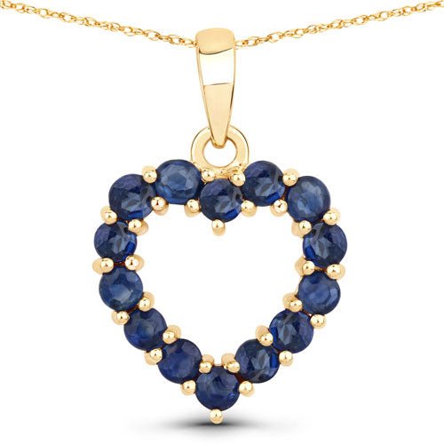 0.64 Carat Genuine Blue Sapphire 10K Yellow Gold Pendant - Pendants - Custom Crafting Alliance, LLC