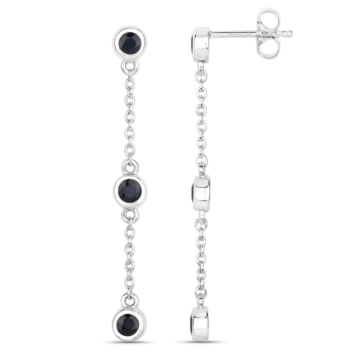 0.66 Carat Genuine Blue Sapphire .925 Sterling Silver Earrings - Earrings - Custom Crafting Alliance, LLC
