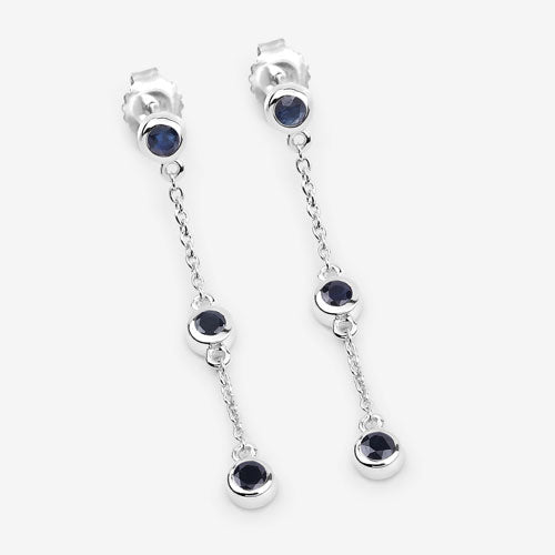 0.66 Carat Genuine Blue Sapphire .925 Sterling Silver Earrings - Earrings - Custom Crafting Alliance, LLC