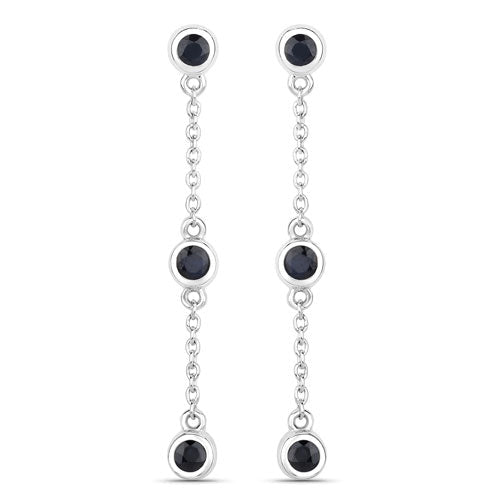 0.66 Carat Genuine Blue Sapphire .925 Sterling Silver Earrings - Earrings - Custom Crafting Alliance, LLC