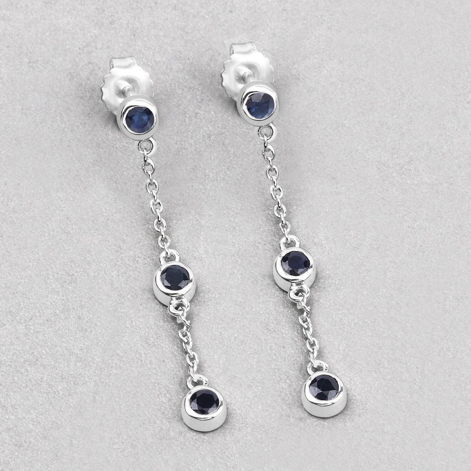 0.66 Carat Genuine Blue Sapphire .925 Sterling Silver Earrings - Earrings - Custom Crafting Alliance, LLC