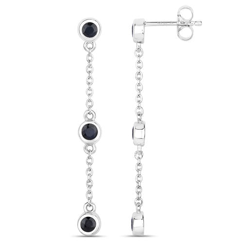 0.66 Carat Genuine Blue Sapphire .925 Sterling Silver Earrings - Earrings - Custom Crafting Alliance, LLC