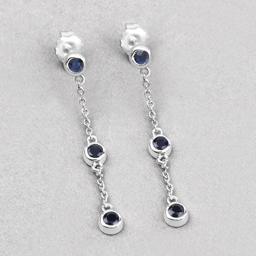 0.66 Carat Genuine Blue Sapphire .925 Sterling Silver Earrings - Earrings - Custom Crafting Alliance, LLC