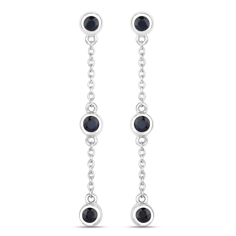 0.66 Carat Genuine Blue Sapphire .925 Sterling Silver Earrings - Earrings - Custom Crafting Alliance, LLC
