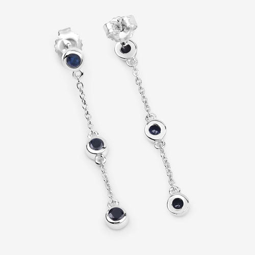 0.66 Carat Genuine Blue Sapphire .925 Sterling Silver Earrings - Earrings - Custom Crafting Alliance, LLC