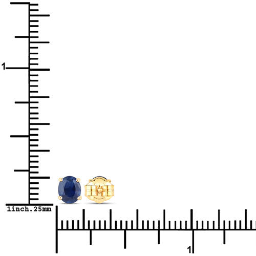 0.68 Carat Genuine Blue Sapphire 14K Yellow Gold Earrings - Earrings - Custom Crafting Alliance, LLC