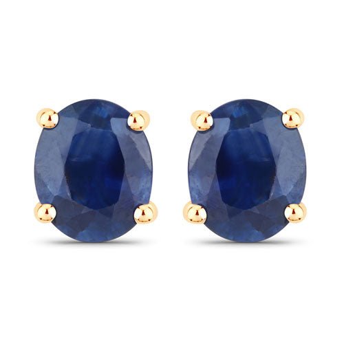0.68 Carat Genuine Blue Sapphire 14K Yellow Gold Earrings - Earrings - Custom Crafting Alliance, LLC