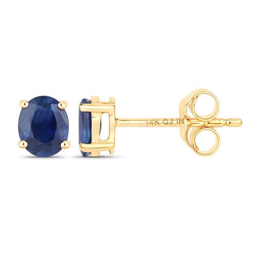 0.68 Carat Genuine Blue Sapphire 14K Yellow Gold Earrings - Earrings - Custom Crafting Alliance, LLC