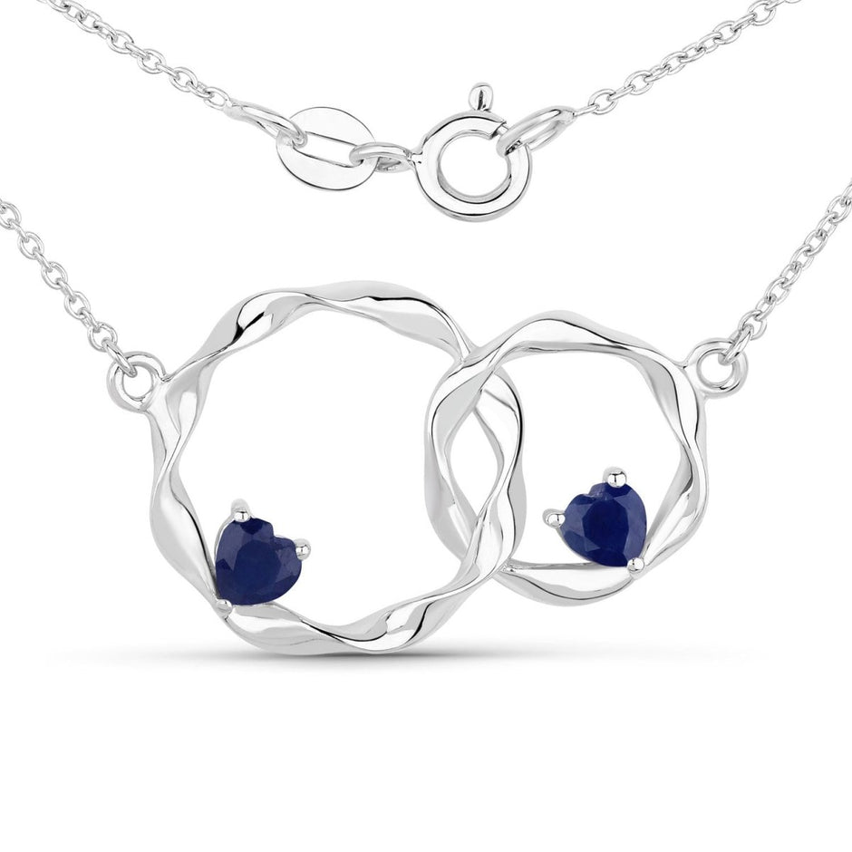 0.70 Carat Genuine Blue Sapphire .925 Sterling Silver Pendant - Pendants - Custom Crafting Alliance, LLC