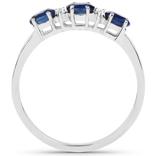 0.70 Carat Genuine Blue Sapphire and White Diamond 10K Yellow Gold Ring - Rings - Custom Crafting Alliance, LLC