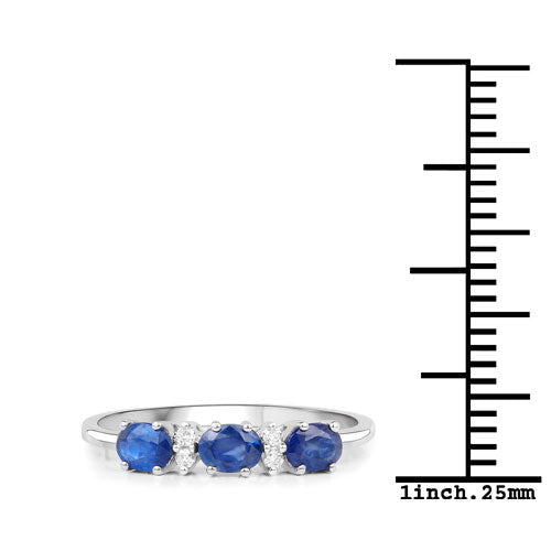 0.70 Carat Genuine Blue Sapphire and White Diamond 10K Yellow Gold Ring - Rings - Custom Crafting Alliance, LLC