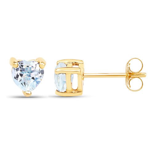0.70 Carat Genuine Blue Topaz 14K Yellow Gold Earrings - Earrings - Custom Crafting Alliance, LLC