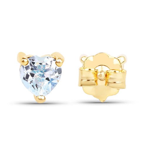 0.70 Carat Genuine Blue Topaz 14K Yellow Gold Earrings - Earrings - Custom Crafting Alliance, LLC