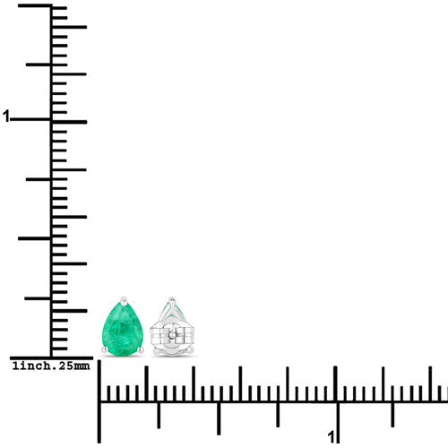 0.70 Carat Genuine Zambian Emerald 14K White Gold Earrings - Earrings - Custom Crafting Alliance, LLC