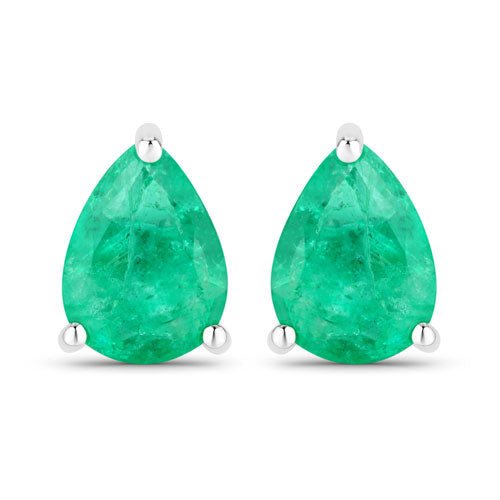 0.70 Carat Genuine Zambian Emerald 14K White Gold Earrings - Earrings - Custom Crafting Alliance, LLC