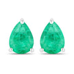 0.70 Carat Genuine Zambian Emerald 14K White Gold Earrings - Earrings - Custom Crafting Alliance, LLC