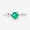 0.71 Carat Genuine Zambian Emerald and White Diamond 14K White Gold Ring - Rings - Custom Crafting Alliance, LLC
