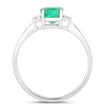 0.71 Carat Genuine Zambian Emerald and White Diamond 14K White Gold Ring - Rings - Custom Crafting Alliance, LLC