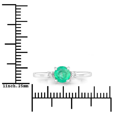 0.71 Carat Genuine Zambian Emerald and White Diamond 14K White Gold Ring - Rings - Custom Crafting Alliance, LLC