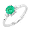 0.71 Carat Genuine Zambian Emerald and White Diamond 14K White Gold Ring - Rings - Custom Crafting Alliance, LLC