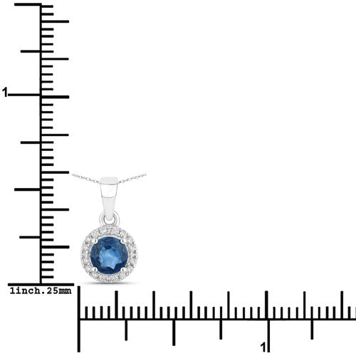 0.72 Carat Genuine Blue Sapphire and White Diamond 14K White Gold Pendant - Pendants - Custom Crafting Alliance, LLC