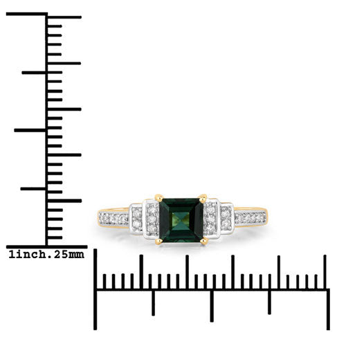 0.72 Carat Genuine Green Tourmaline and White Diamond 14K Yellow Gold Ring - Rings - Custom Crafting Alliance, LLC