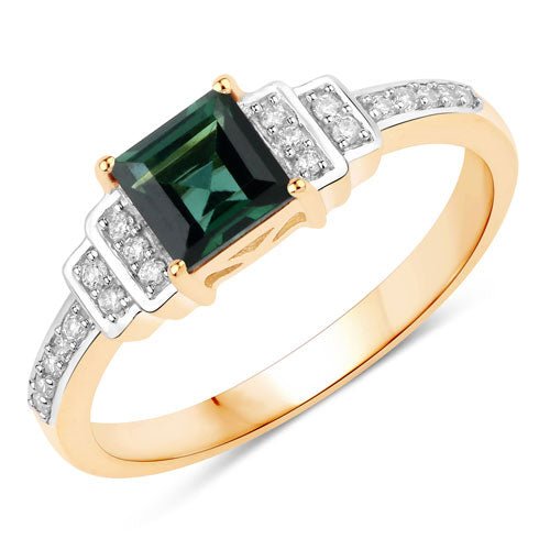 0.72 Carat Genuine Green Tourmaline and White Diamond 14K Yellow Gold Ring - Rings - Custom Crafting Alliance, LLC