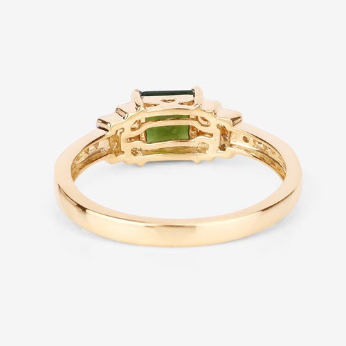 0.72 Carat Genuine Green Tourmaline and White Diamond 14K Yellow Gold Ring - Rings - Custom Crafting Alliance, LLC