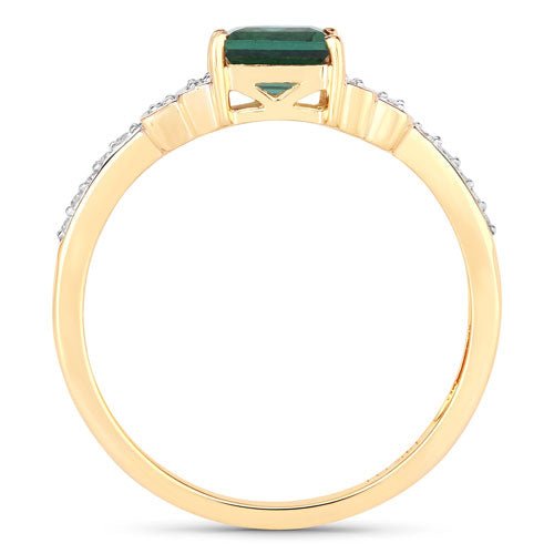 0.72 Carat Genuine Green Tourmaline and White Diamond 14K Yellow Gold Ring - Rings - Custom Crafting Alliance, LLC