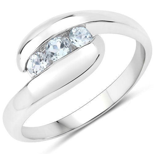 0.74 Carat Genuine Blue Topaz .925 Sterling Silver Ring - Rings - Custom Crafting Alliance, LLC