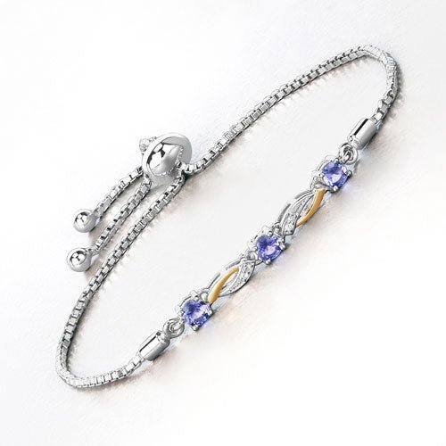 0.77 Carat Genuine Tanzanite and White Sapphire .925 Sterling Silver Bracelet - Bracelets - Custom Crafting Alliance, LLC