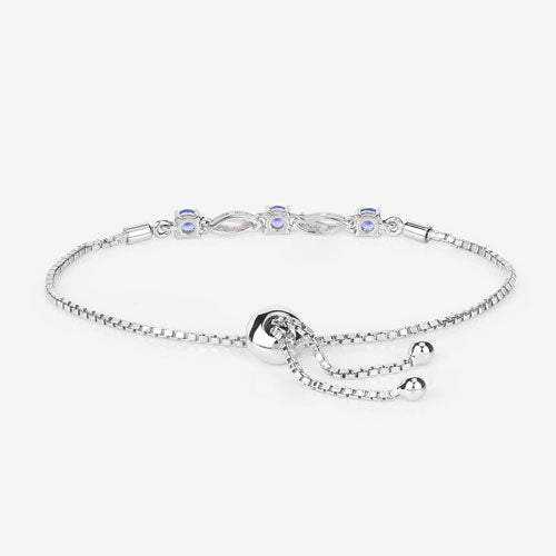 0.77 Carat Genuine Tanzanite and White Sapphire .925 Sterling Silver Bracelet - Bracelets - Custom Crafting Alliance, LLC