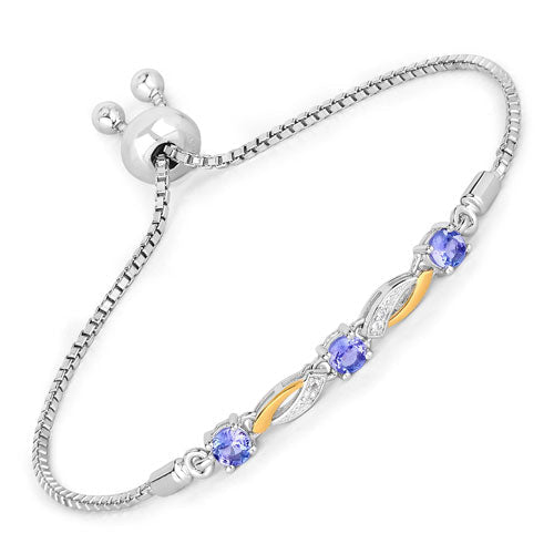 0.77 Carat Genuine Tanzanite and White Sapphire .925 Sterling Silver Bracelet - Bracelets - Custom Crafting Alliance, LLC