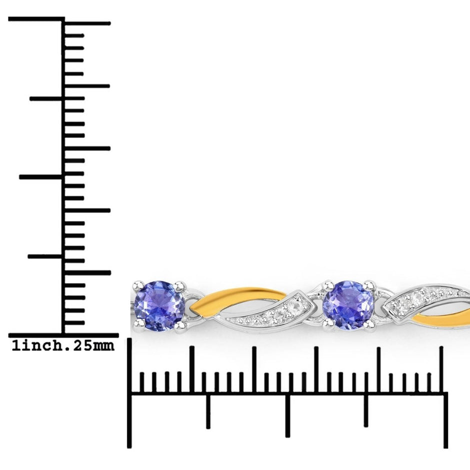0.77 Carat Genuine Tanzanite and White Sapphire .925 Sterling Silver Bracelet - Bracelets - Custom Crafting Alliance, LLC