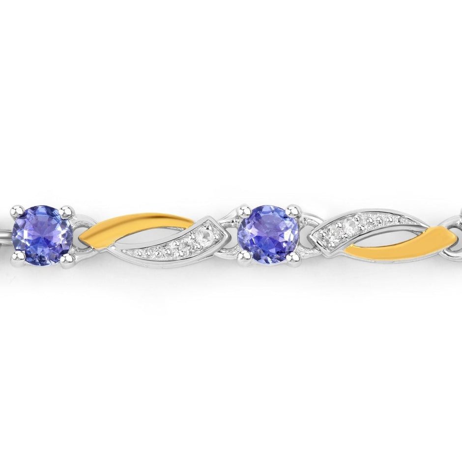 0.77 Carat Genuine Tanzanite and White Sapphire .925 Sterling Silver Bracelet - Bracelets - Custom Crafting Alliance, LLC