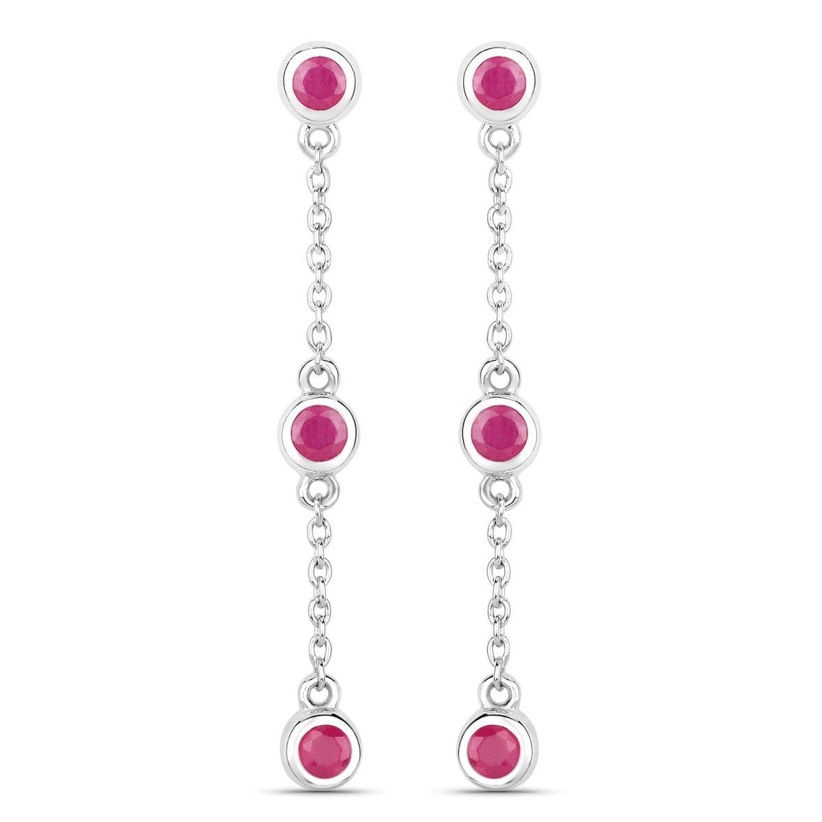 0.78 Carat Genuine Ruby .925 Sterling Silver Earrings - Earrings - Custom Crafting Alliance, LLC